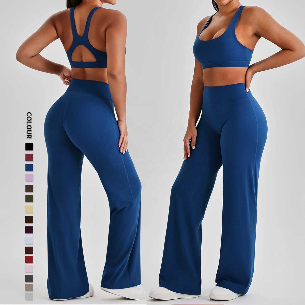 SHINBENE Hi Cloud Women 2 Piece Casual Yoga Suit Straight Leg Legging Workout Bras Sports Fitness Set