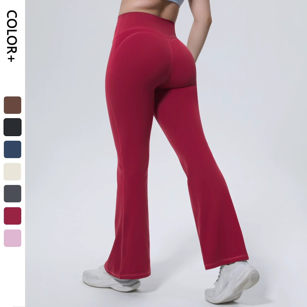 Breathable Sports Running Flared Pants Trousers Elastic High Waist Yoga Leggings for Women