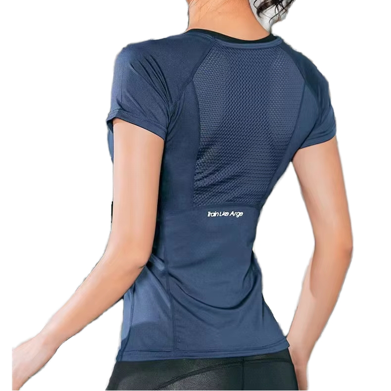 Women's Quick Dry Sweat-Wicking Short-Sleeved Yoga Crop Top Skinny Fit Spandex/Polyester Gym Wear