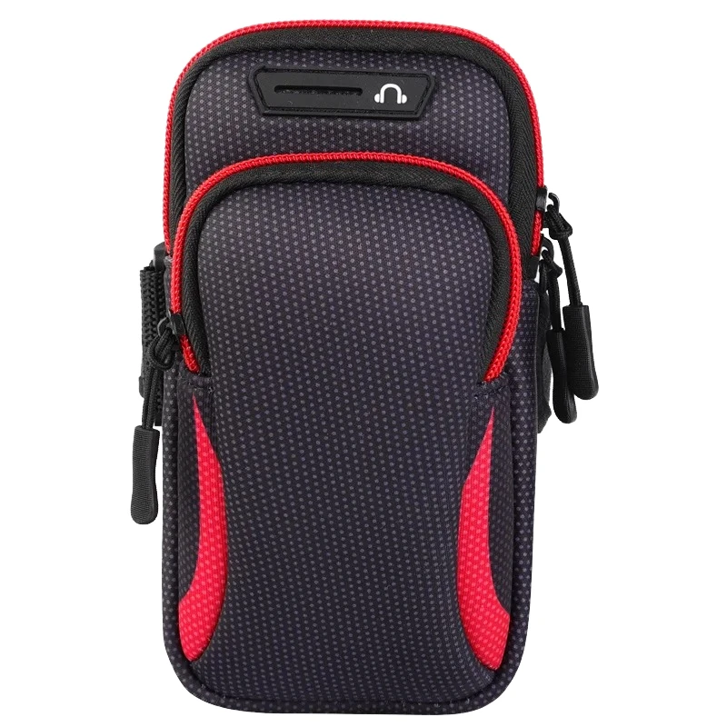 Universal Nylon Phone Armband Outdoor Waterproof Running Sports Arm Phone Holder with Headphone Jack Mobile Phone Bag