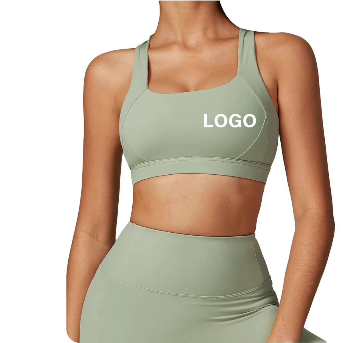 High Quality Customizable Lightweight Teenager Girls' Sports Bra Crisscross Straps Front Logo Breathable OEM ODM Service Solid