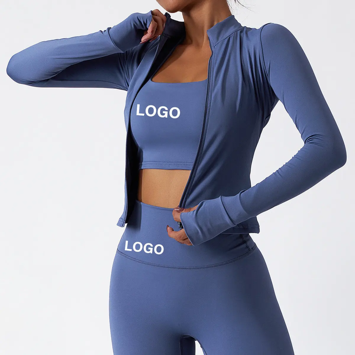 Wholesale Custom Logo 3 Piece Yoga Tracksuit Set Quick-Drying Activewear for Women High Stretch Fitness Gym Workout Outfit