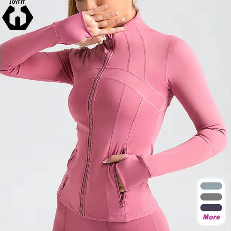 Hot Selling Long Sleeve Zipper Tight Lightweight Breathable Running Sportswear Yoga Top Jacket With Thumb Hole