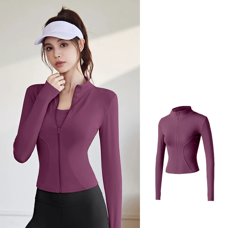 Women's Long Sleeve Zipper Sports Fitness Jacket Quick Dry Autumn Winter Workout Tops for Running Yoga Ladies' Outer Wear