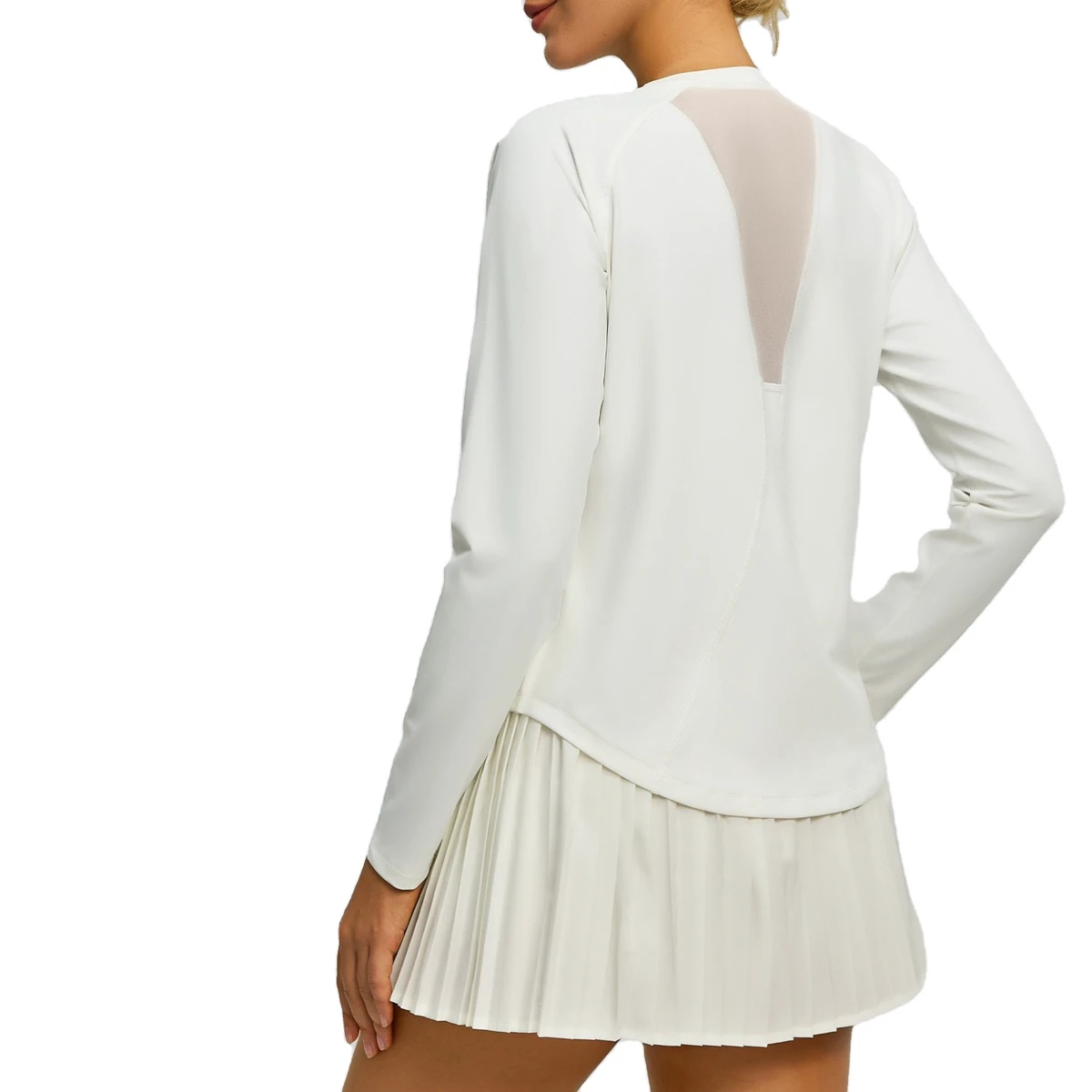 2025 OEM LOGO Women's High Elastic Anti-Bacterial V-neck Yoga Top Loose Sports Wear Back Mesh Long Sleeve Breathable Solid Color