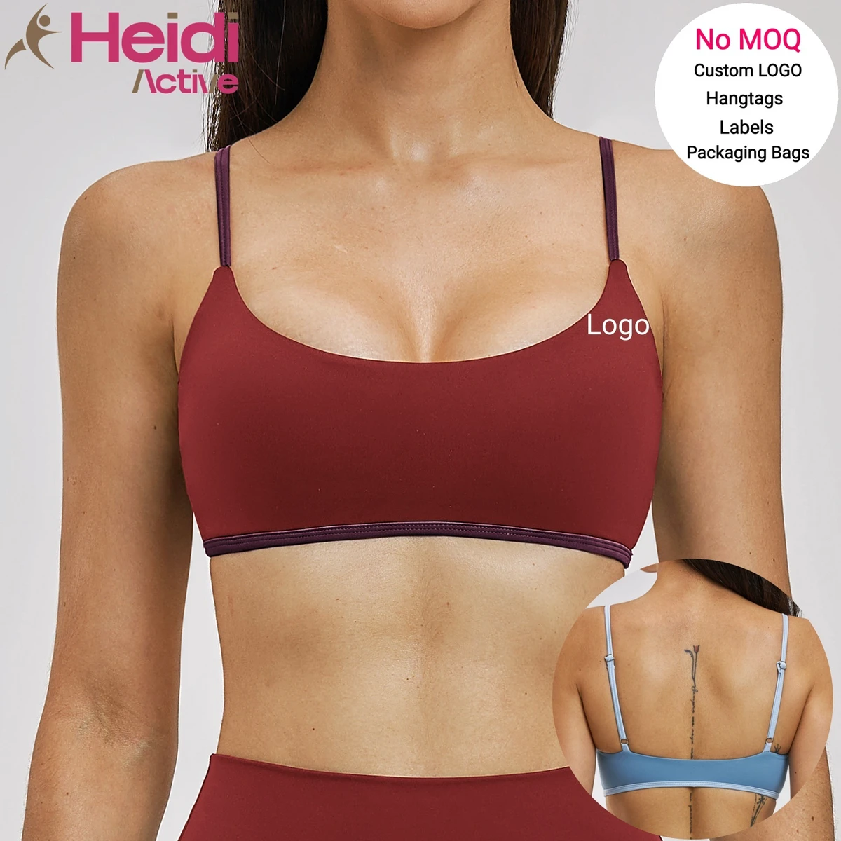 Custom Logo Fitness Wear Adjustable Yoga Bra Breathable Quick Dry Sexy Shockproof U Neck Running Sports Bra for Gym