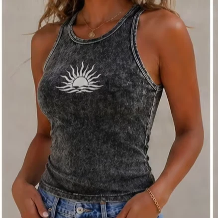 Custom Front Ladies Vest White Cotton Ribbed Women's Short Crop Tank Top Quick Dry Breathable Fitness Sports Wear Sleeveless