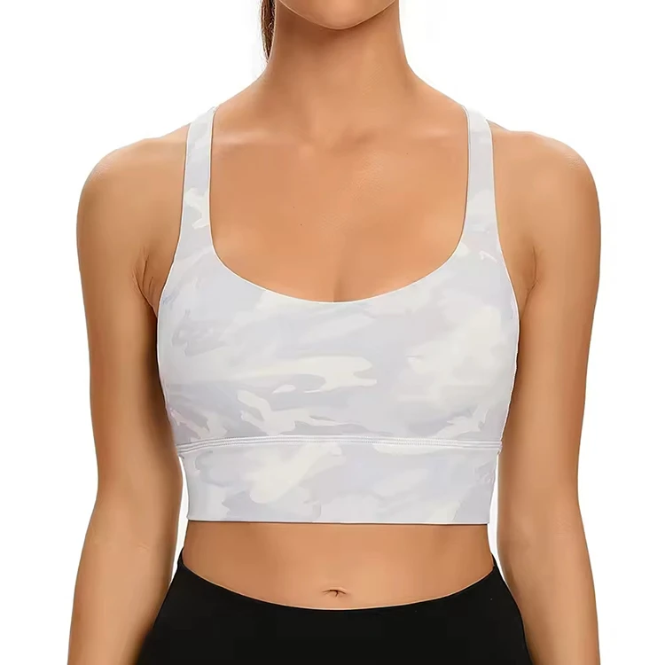 Top Selling Fitness Wear Women's Yoga Bras High Support Camouflage Printing Crisscross Back Straps Eco-Friendly Sports Bra
