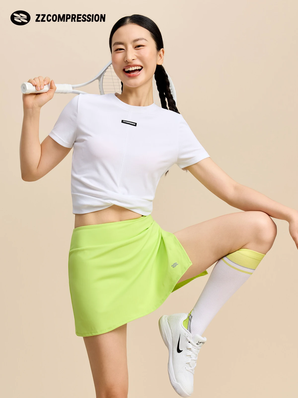 ZZCOMPRESSION Women's for Round Neck Short Sleeve Quick-drying Moisture Absorption Perspiration Yoga Fitness Running Badminton