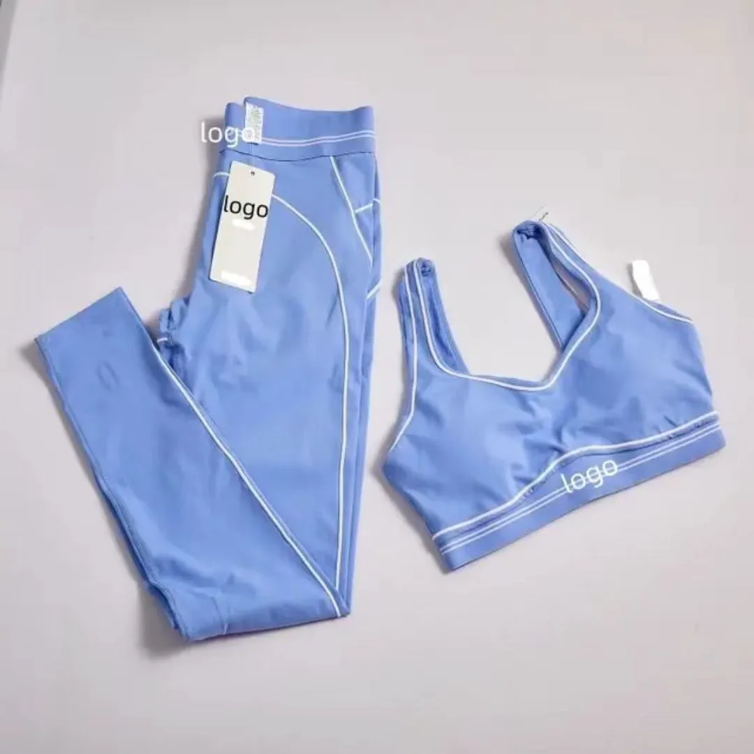 Women's High-quality Yoga Set, Hip Lifting Fashion Fitness Suit, Summer New Sleeveless Sweat Absorbing Sports Bra Two-piece Set