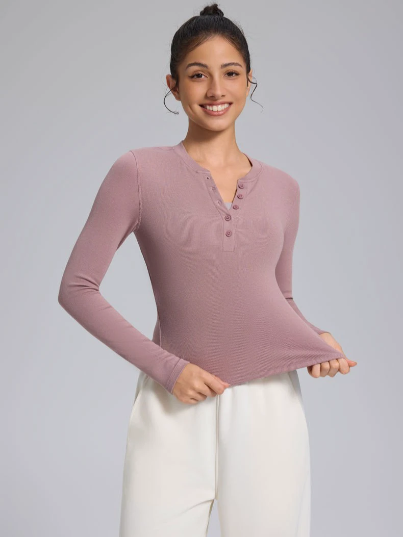 Women's Yoga V-Neck Full Sleeve Shirts Top Breathable Eco-Friendly Active Stretch Spandex/Nylon Fabric Regular Fit Gym Custom