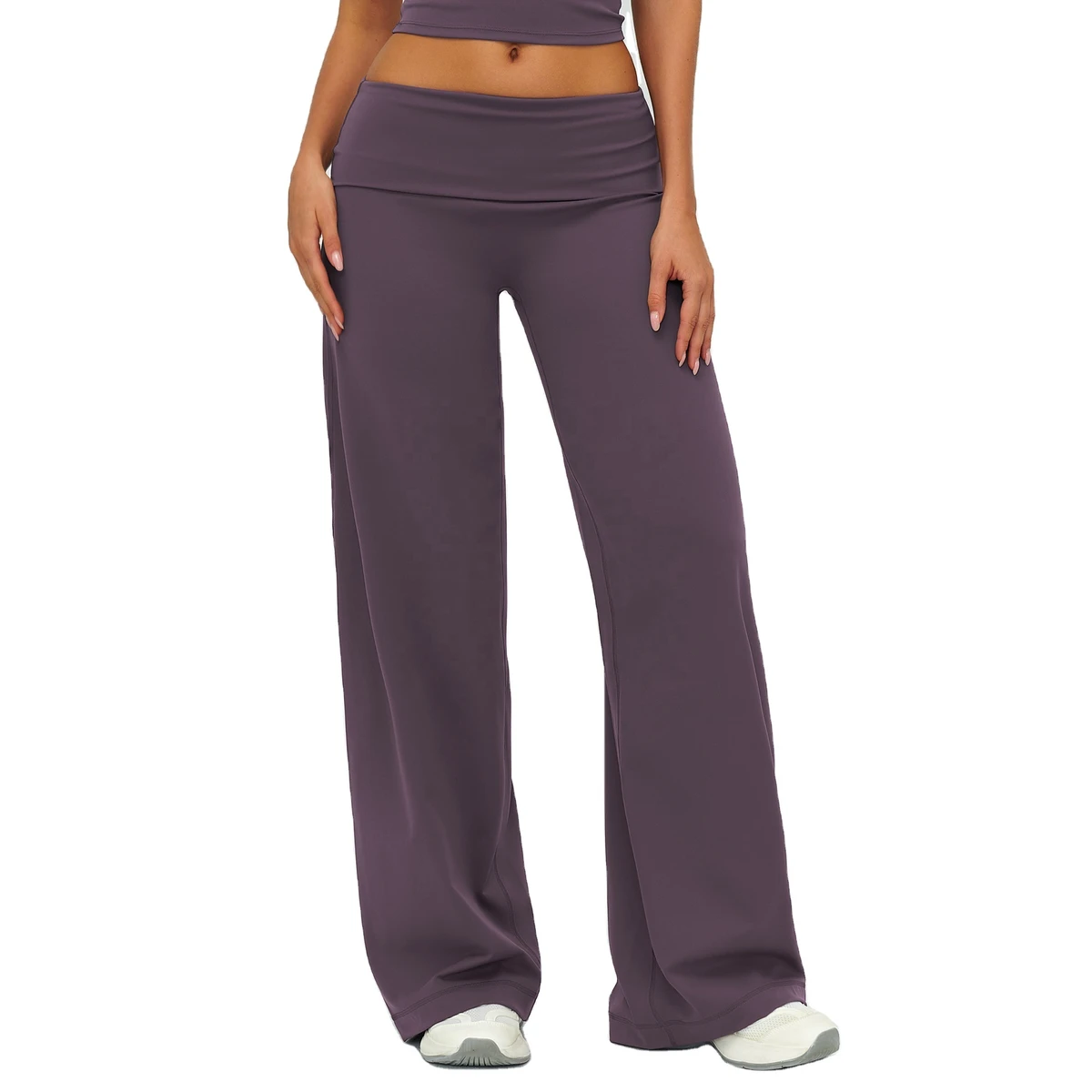 Fold Over Yoga Pants for Women Low Rise Straight Leg Sweatpants Y2k Solid Color Stretchy Loose Gym Fit Pilates Lounge Legging