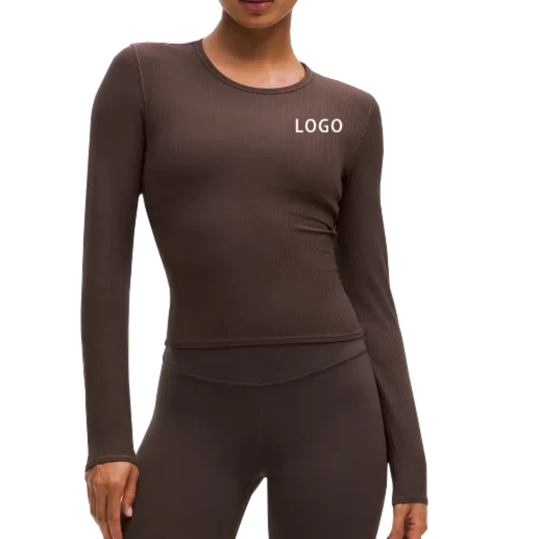 Customizable Plus Size Crew Neck Long-Sleeve Breathable Quick Dry Eco-Friendly Yoga Tank Top Front Logo Regular Fit for Women's