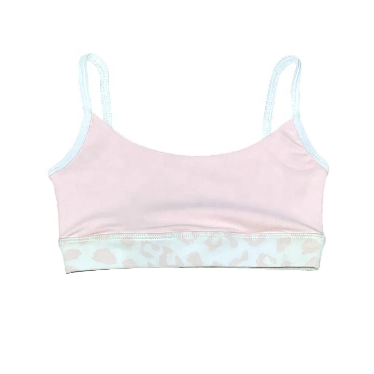 Custom Printing Kids Girls Fitness Wear Square U Back Style Sports Bra for Kids Girl