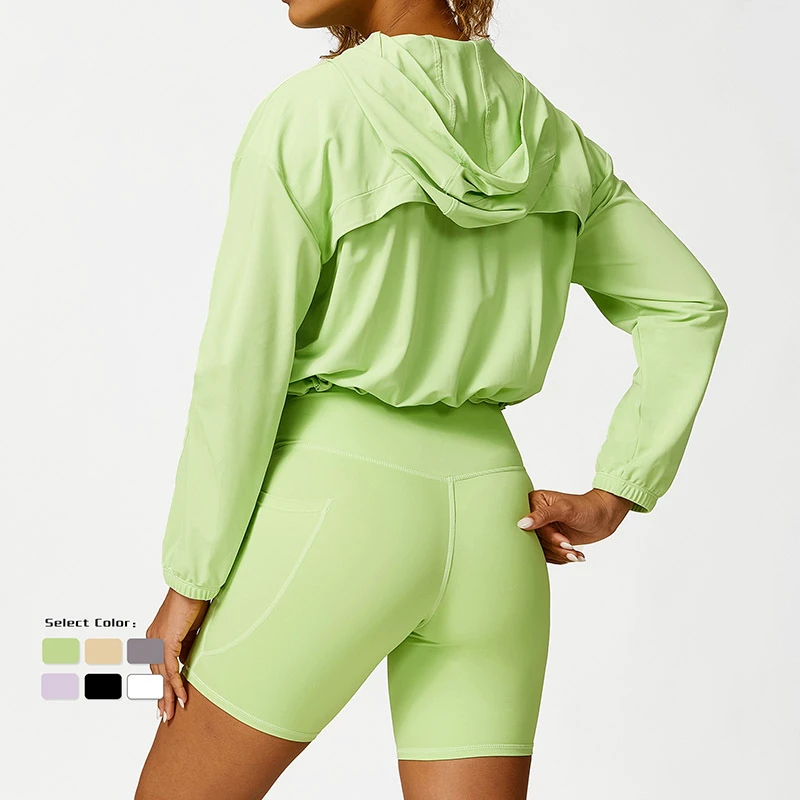 Casual Suit Sun Quick Dry Protective Zipper Five Pieces Sets Women Outwork Running Yoga Sets With Jacket