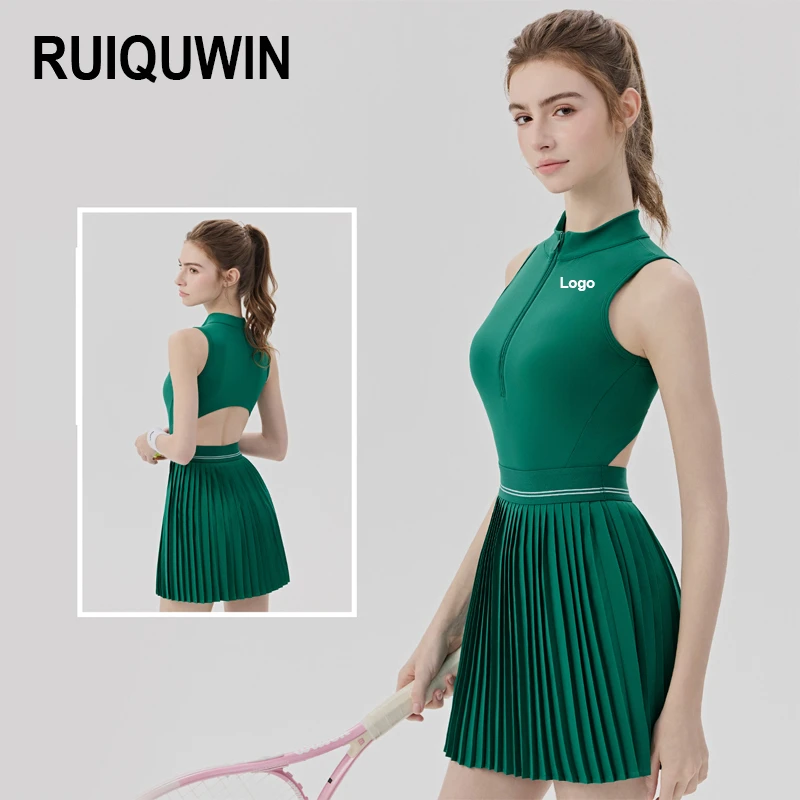 RUIQUWIN Custom Breathable Women Tennis Wear High Waist Workout Sports Pleated Skirt Yoga Tennis Dress for Women