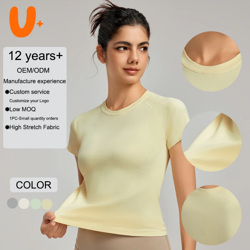 Wholesale Quick Drying Women Round Neck Yoga t Shirt Running Fitness Training High Elastic Breathable Yoga Crop T Shirt