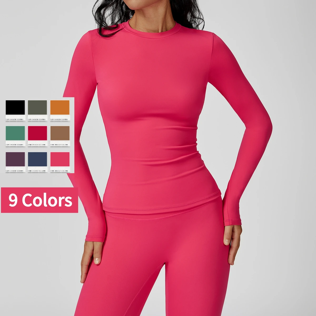 Custom Logo Lightweight Gym Fitness Tops Breathable Crew Neck Long Sleeve Workout Sports Yoga Shirt for Women