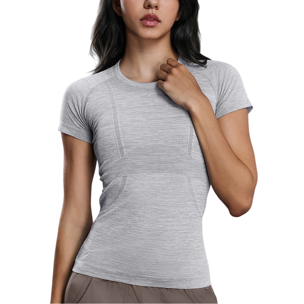 CIYING Women's Casual Lightweight Sports Short Sleeve Gym Fitness Wear Quick Dry Crew Neck Seamless Yoga Top Short Sleeve