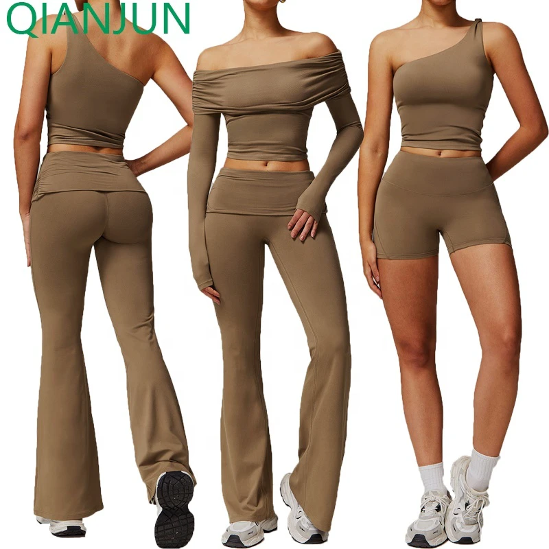Wholesale Women's Fitness Clothing Yoga Set Breathable Gym Clothes Long Sleeve 2 Piece Yoga Sets