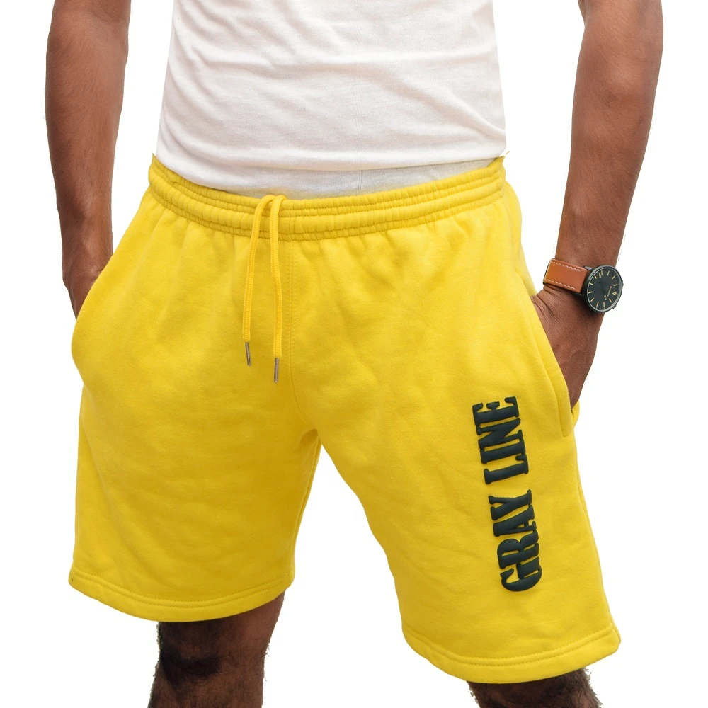 Custom High Quality Breathable Casual Knitted Puff Print Mens Signature Fleece Sweat Shorts Elasticated Waist Summer Wear