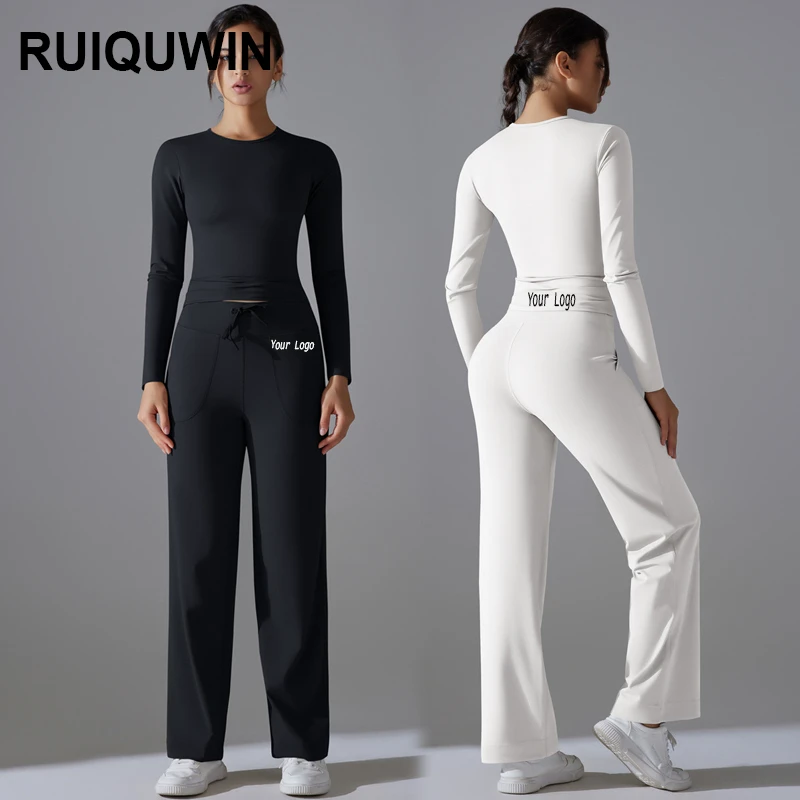 RUIQUWIN OEM Fitness Set Long Sleeve Top Yoga Suit Women Quick Drying Gym Fitness Wear Yoga Sets for Women