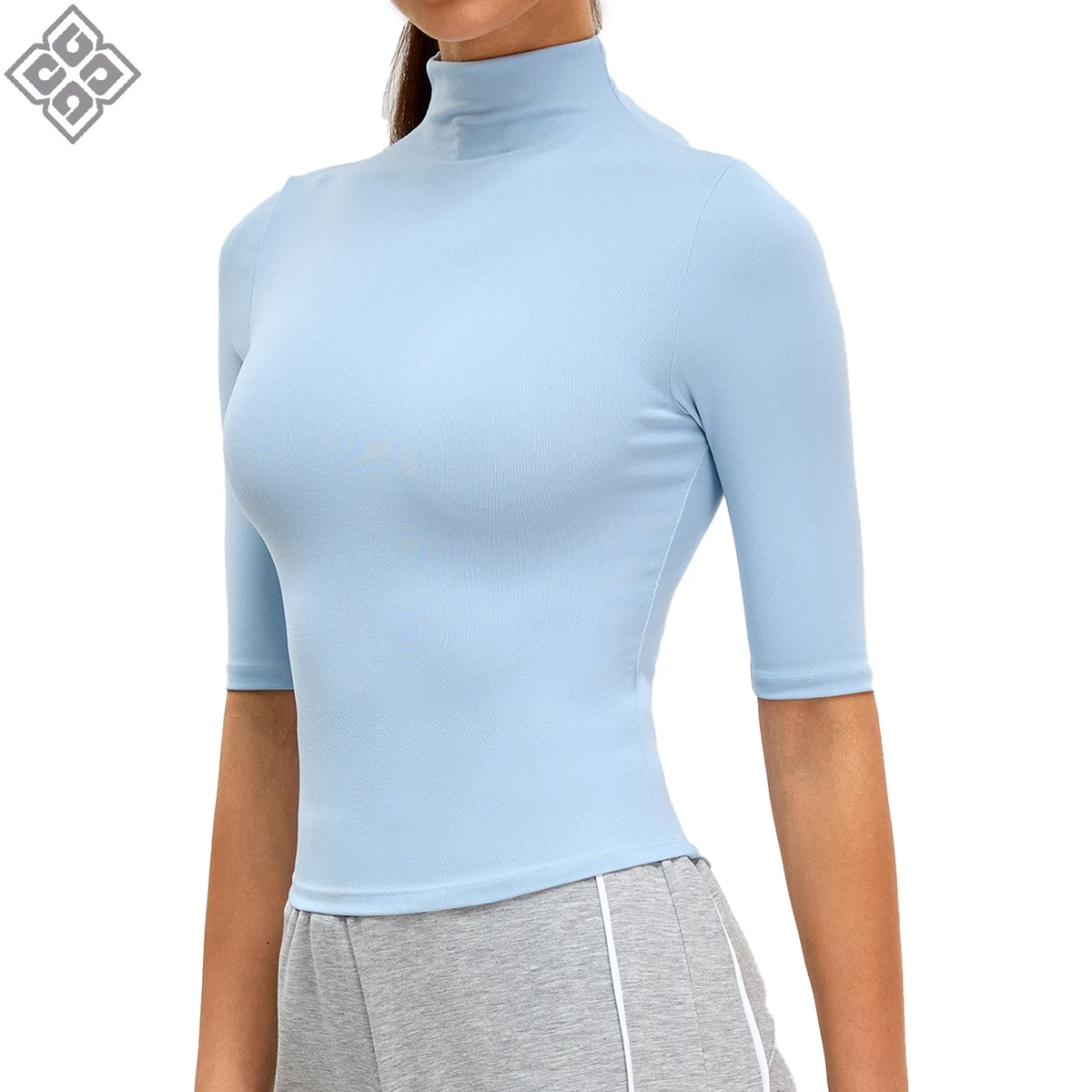 New Arrival Women High Neck Half Sleeve Yoga Tops Nude Feel Quick Dry Slim Fit Stretch Sports T Shirt Running Fitness Clothes