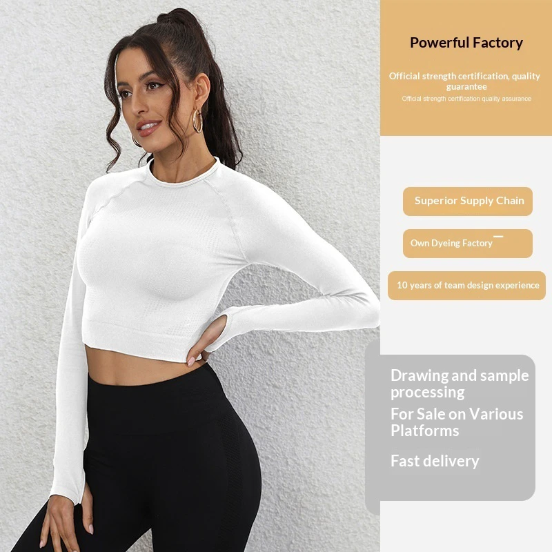 Women's Yoga Long-sleeved Tight Crew Neck Breathable Lightweight Quick-drying Sports T-shirt