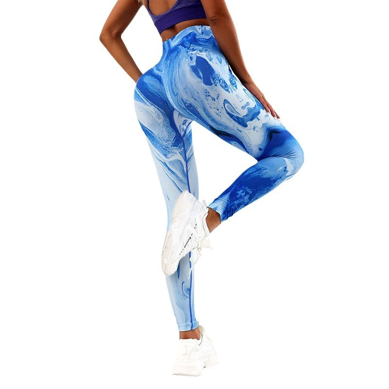 New 3D Printing Breathable Quick Dry High Waist Hip-lifting Yoga Pants Women's Fat-burning Fitness Belly Pants Nine-point Sports