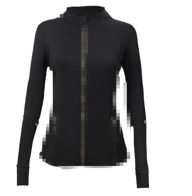 CPY1-1 Women's Long Sleeve Gym Yoga Top Custom Logo Lu Jacket with Gold Zipper Sports Zip Jacket