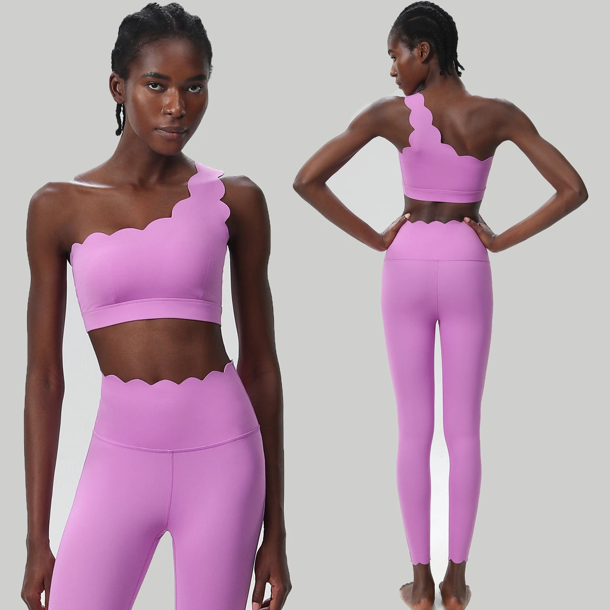 Custom Logo One-shoulder Bra Leggings Yoga Suit Women's Running Sports Fitness Suit Two-piece Suit