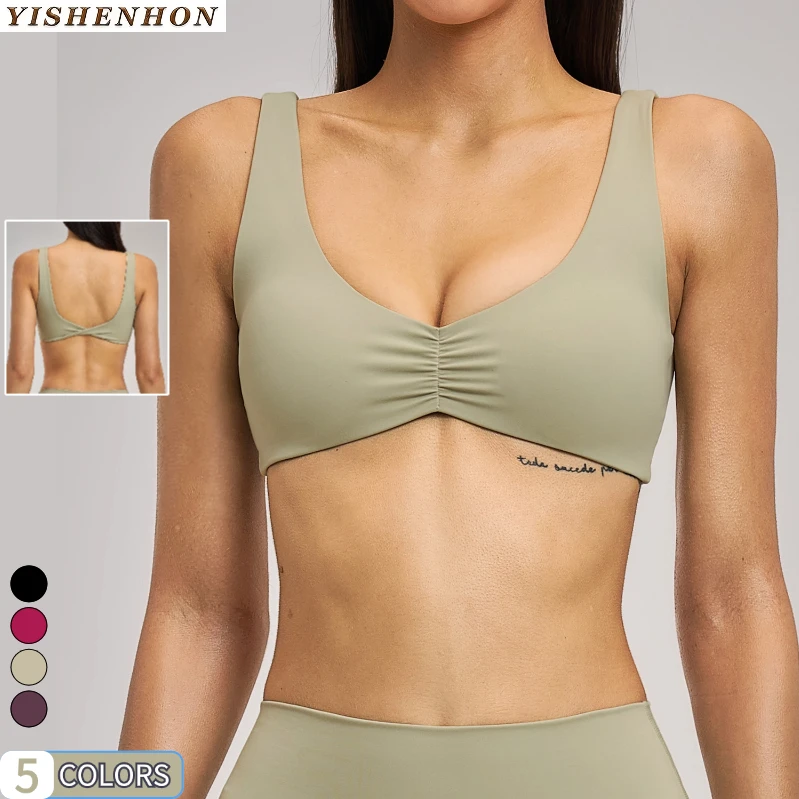 YSH Women's Sports Bra Brand New Custom Fitness Activewear U-Neck Backless Design High Support Breathable Gym Bra Print