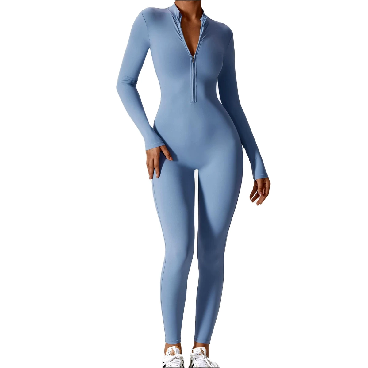 Sexy Casual Women's Yoga Fitness Jumpsuit Back Cross Strap V-neck Quick Dry 100% Polyester Canvas Knitted Full Length Scrunch