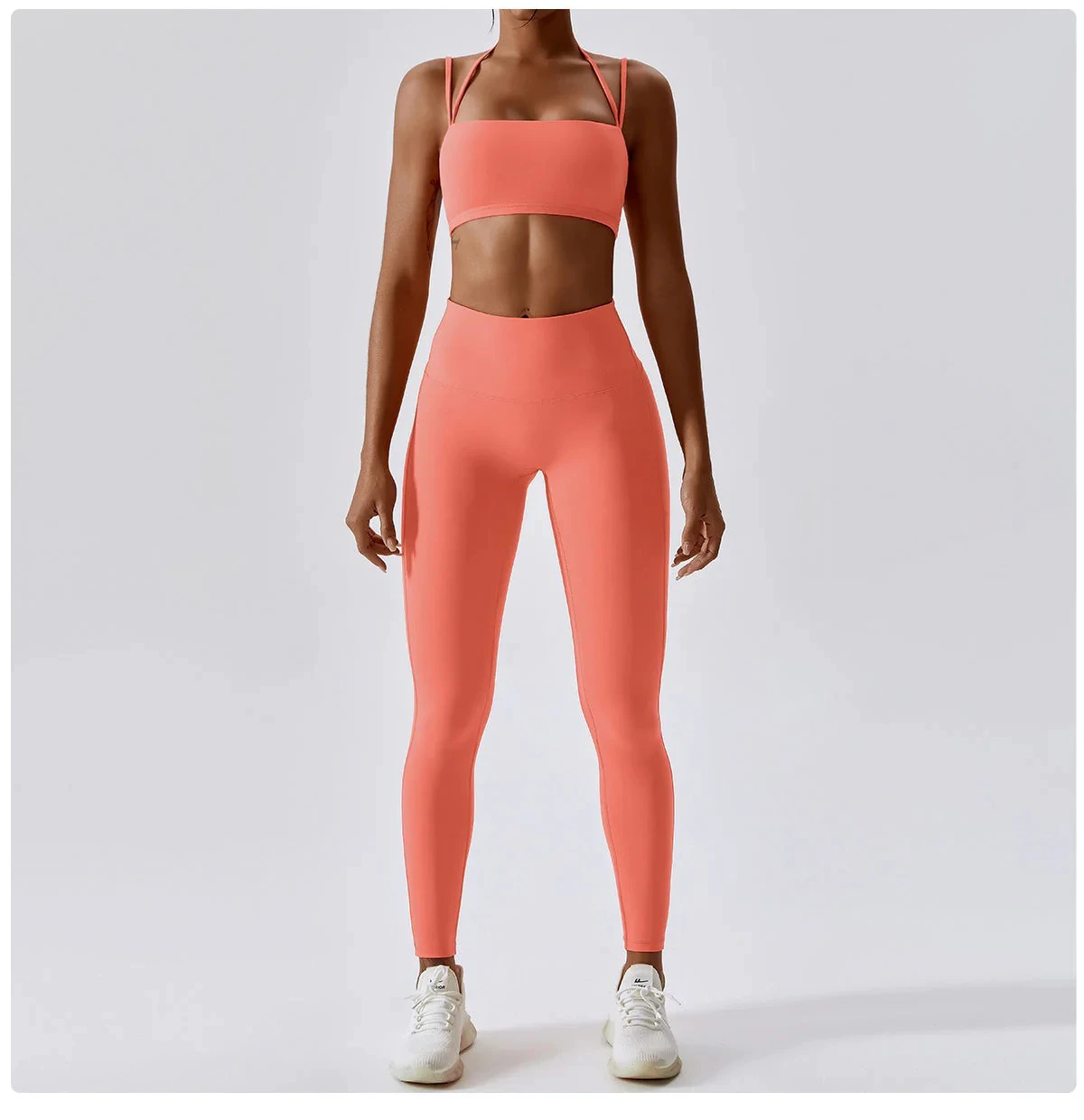 Women's Custom Breathable Lightweight Quick-Dry Workout Set Seamless Yoga & Sports Bra with Front Waist Logo Positioning