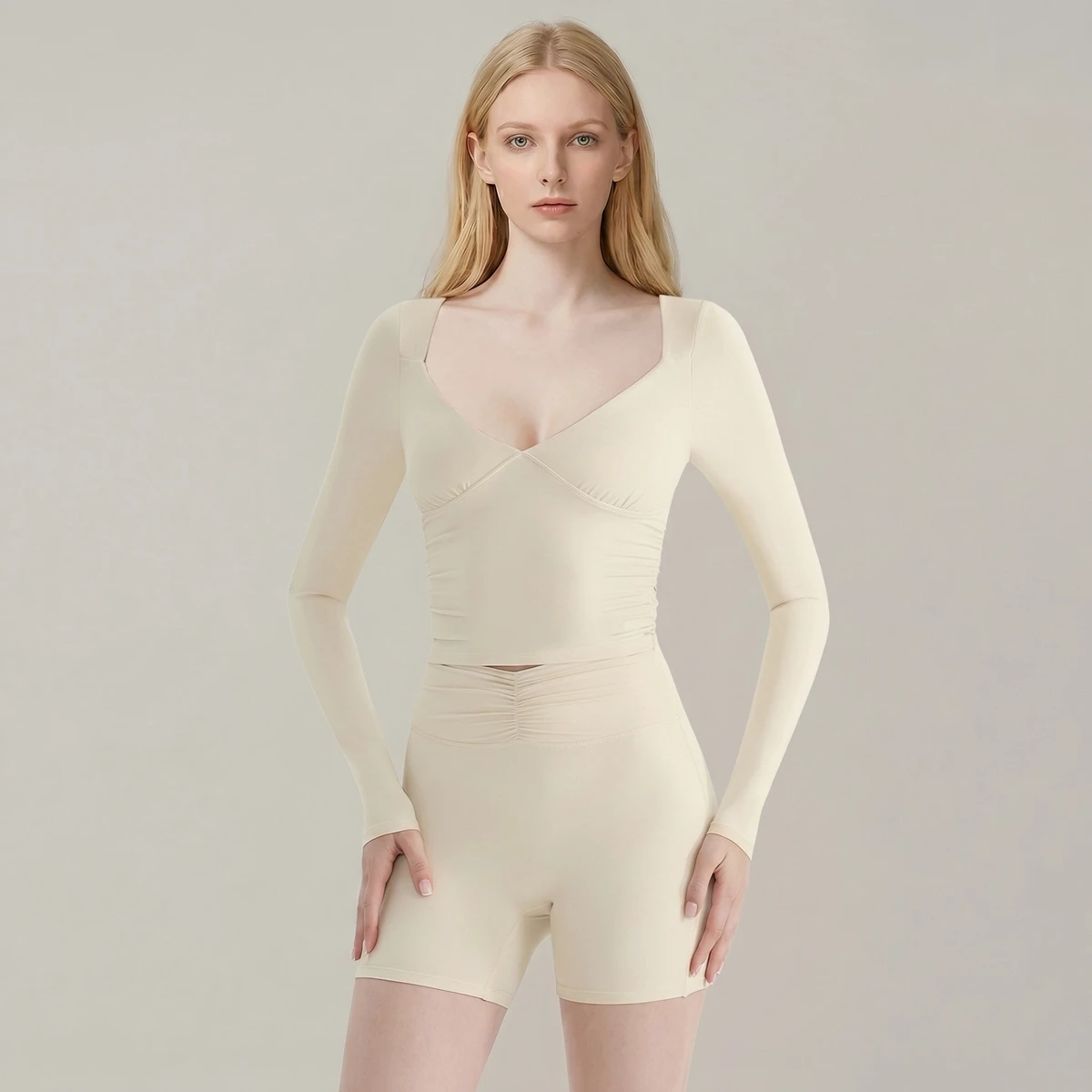 Deep V-neck Sweat-Wicking Yoga Clothes Women's Fitness Sports Outdoor Elastic Top