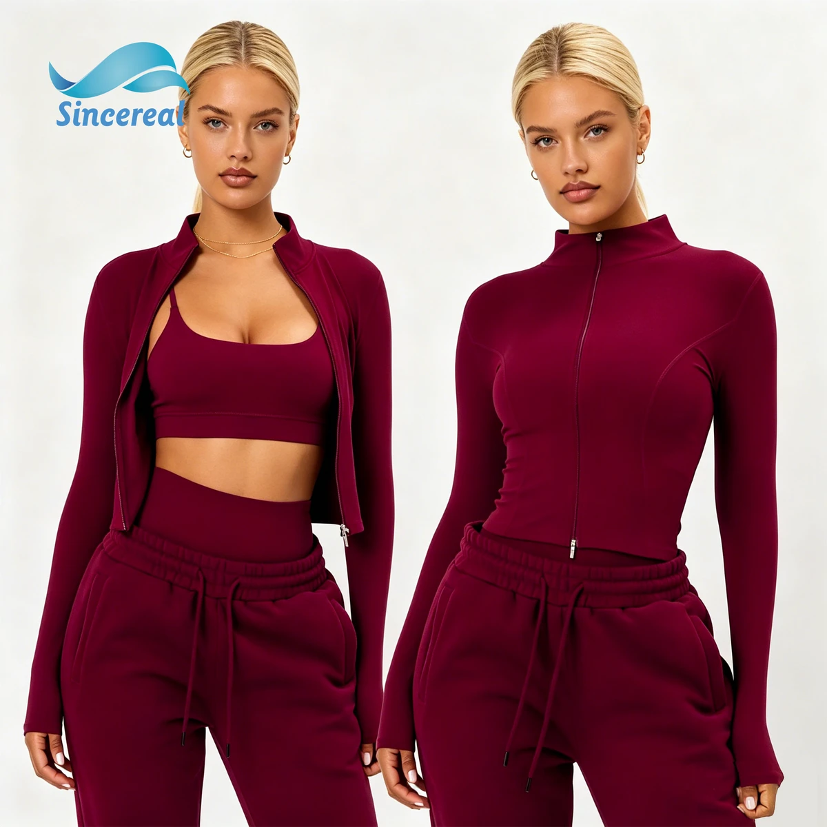 Custom Nylon Spandex Skinny Three Piece Set Zipper Pocket Drawstring Casual Breathable Eco Friendly Quick Dry Women Yoga Suit