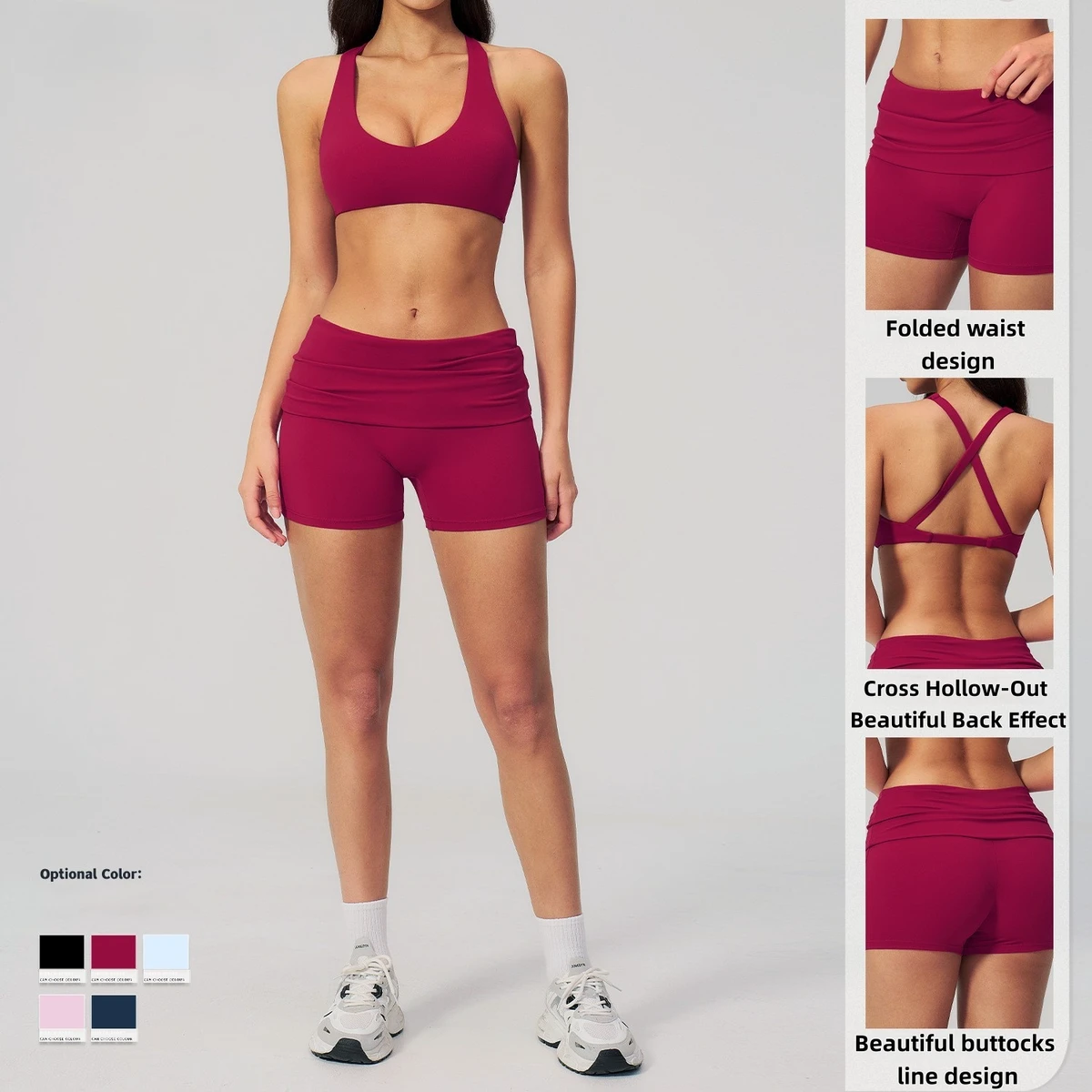 Custom Women's Sports Set, Breathable Quick-Dry, Gym Yoga Workout Two-Piece Fitness Yoga Set