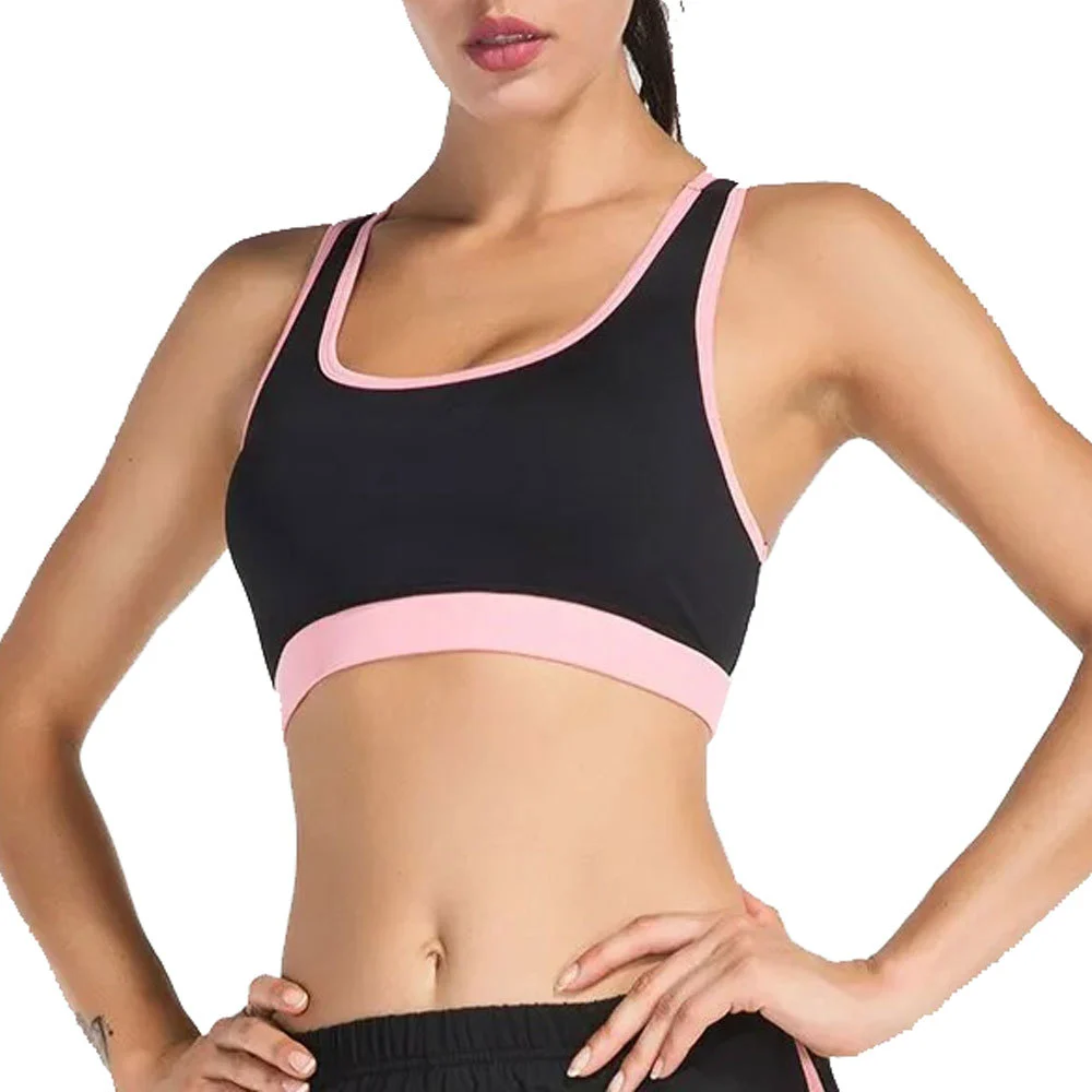 Wholesale Plus Size Women's Zip Front Breathable Wireless Strapless Sports Bra Crystal Removable Pads Yoga Post-Surgery Use