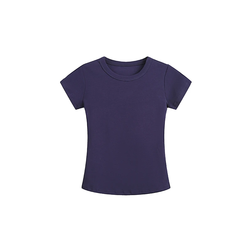 Slim T Shirt for Women Round Neck Short Sleeved Basic T-shirt for Women in Summer Cotton Slim Fit Baby Tee Add logo