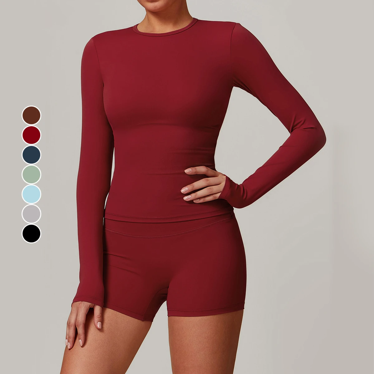 High Quality Women Quick Drying Long Sleeves Sanding Skin Friendly Soft Breathable Casual Sports Fitness Top Womens Yoga Wear