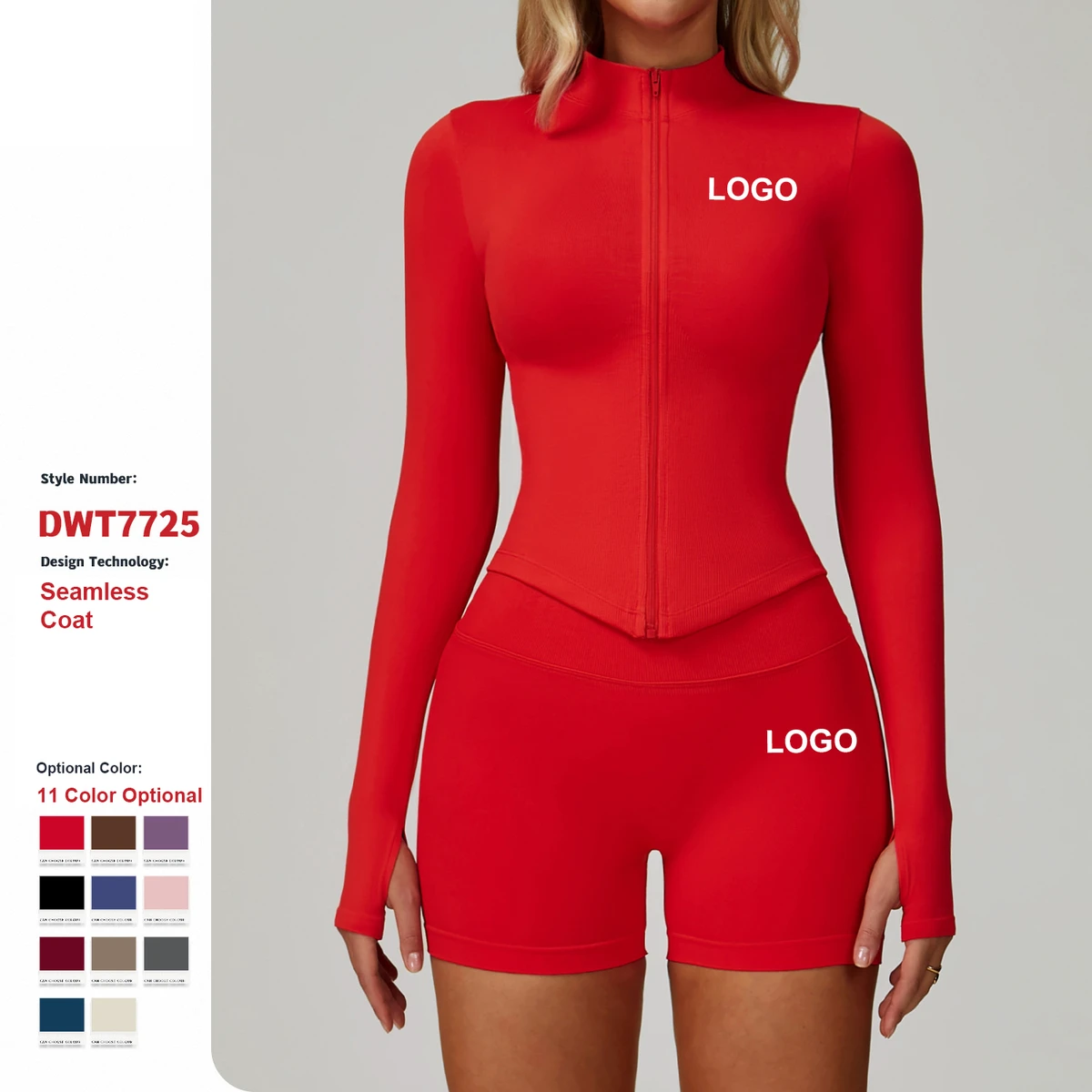 Stand Collar Zipper Long Sleeve Yoga Jacket Customizable High Quality Women Tight Quick-Drying Yoga Clothing Fitness Sports Top