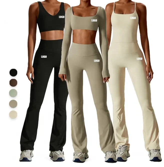 Autumn Shockproof Nude Feel Yoga Suit Quick-drying Tight Fitness Sports Set Women's Activewear Gym Clothing