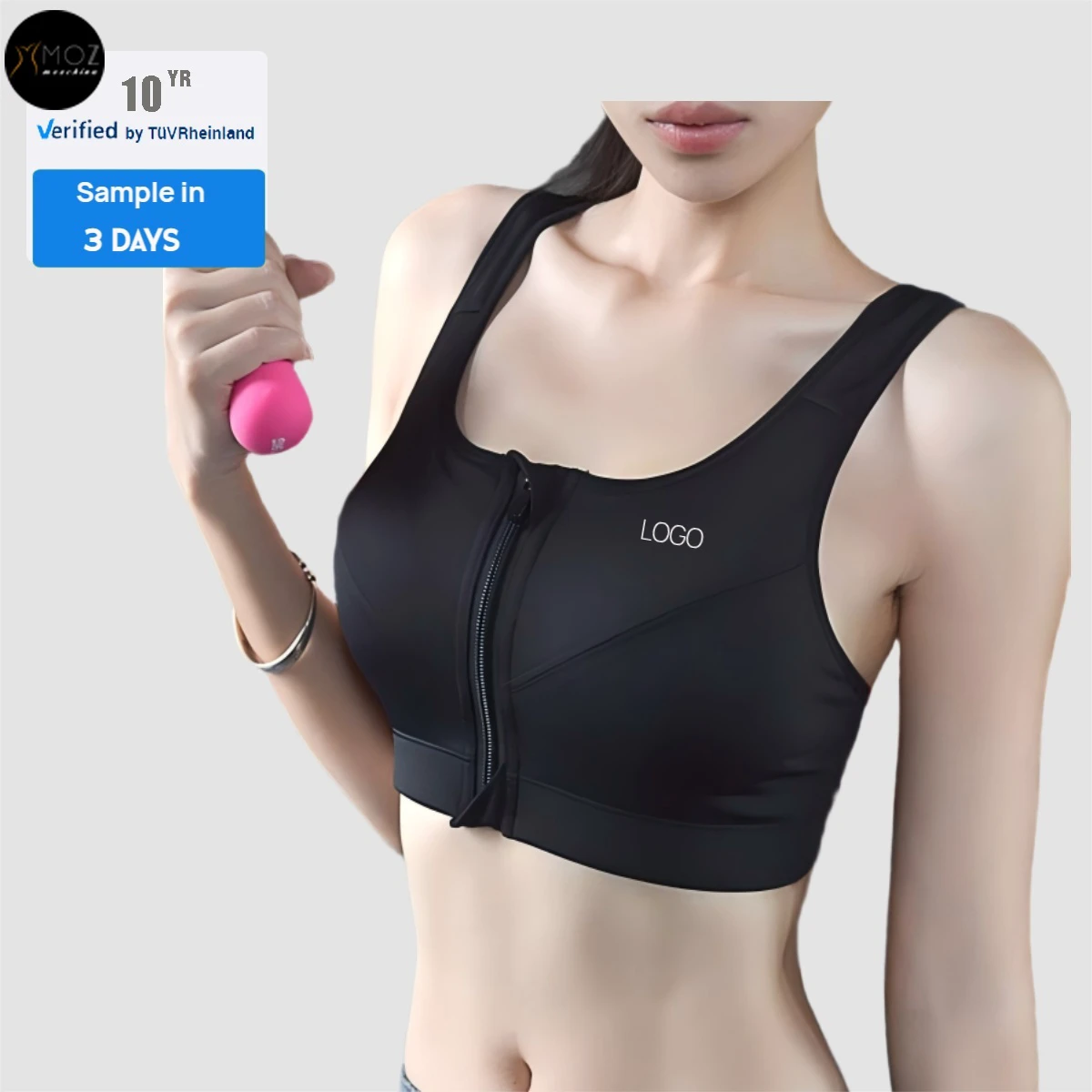Women's Plus Size Front-Zip Breathable Sports Bra-High for Wire-Free Support Running Yoga Seamless Gym Bra Crisscross Back