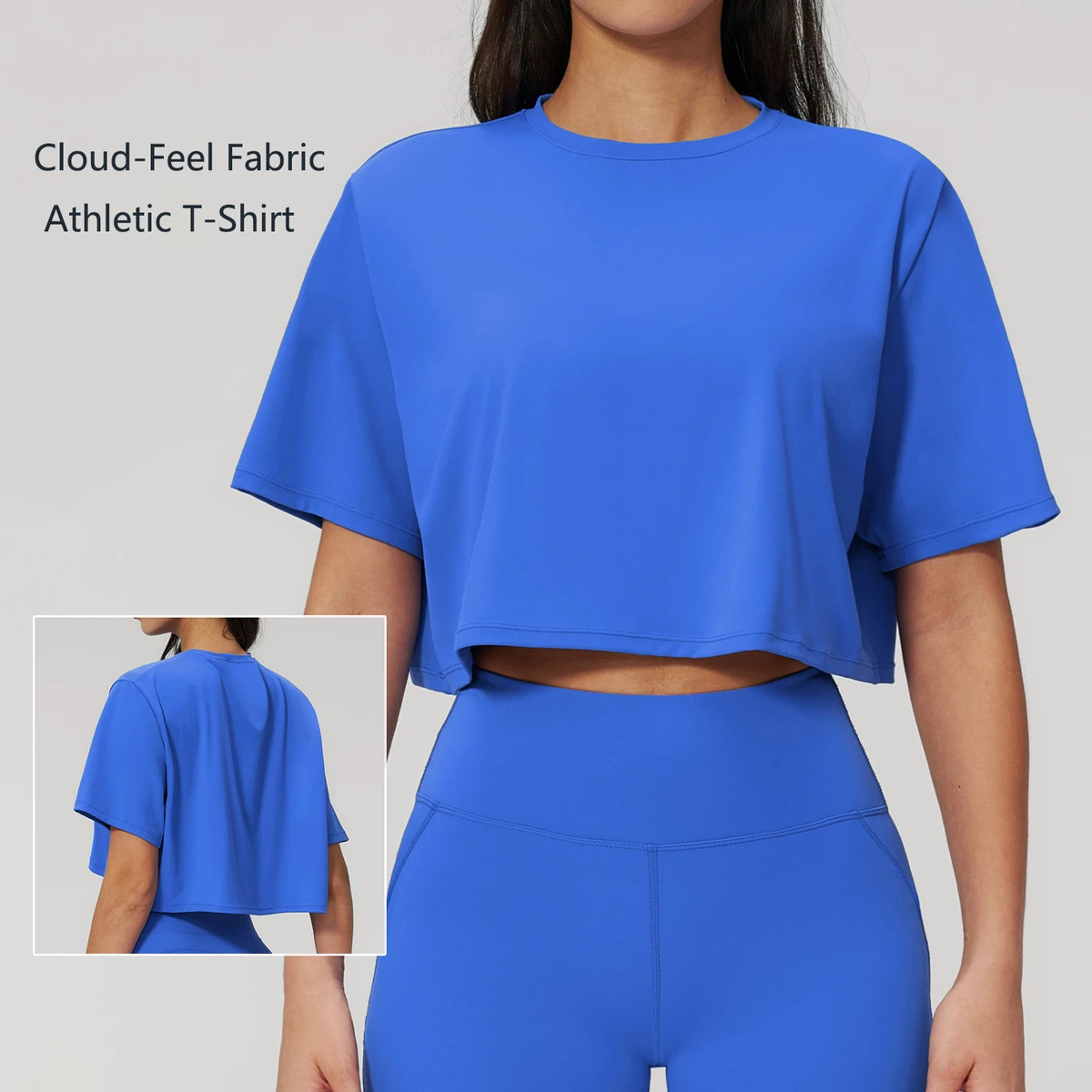 Women Short Sleeve Cropped Yoga T Shirt Loose Crew Neck for Running Workout and Outdoor Sports