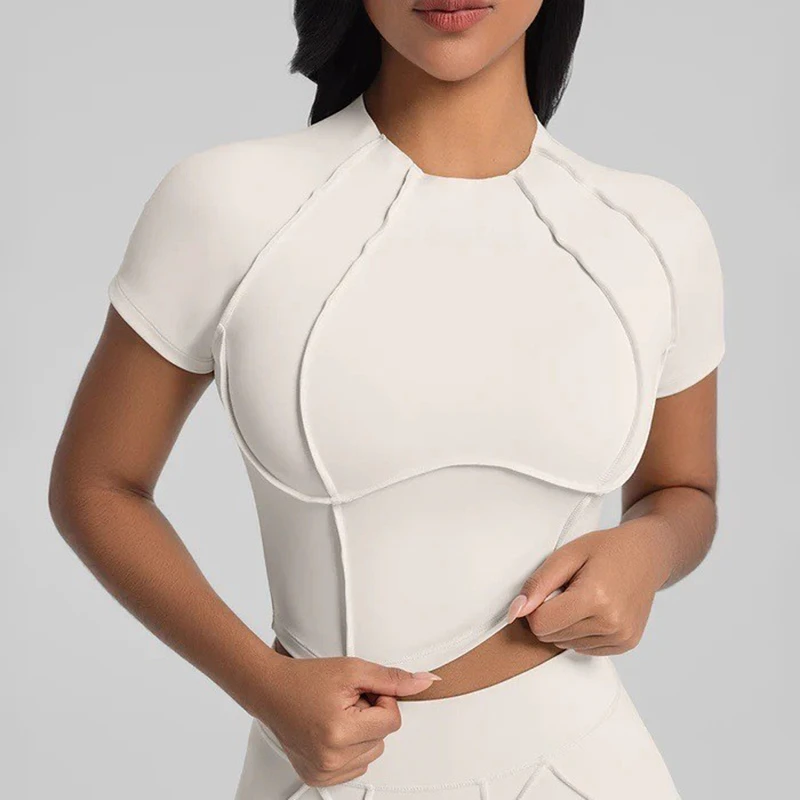 Women's Round Neck Long/Short Sleeve Bodycon Yoga Sports Top Breathable Spandex/Nylon Fitness Running Slim Fit Yoga T-Shirt