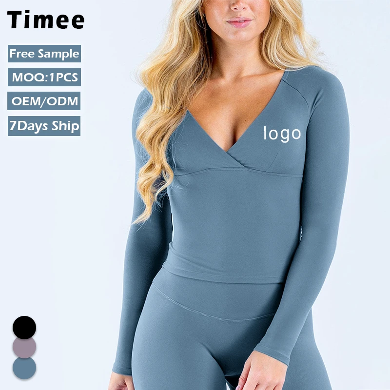 Yoga Long-sleeved Fitness Quick-drying V-neck Top Breathable Sports Athletic Clothes