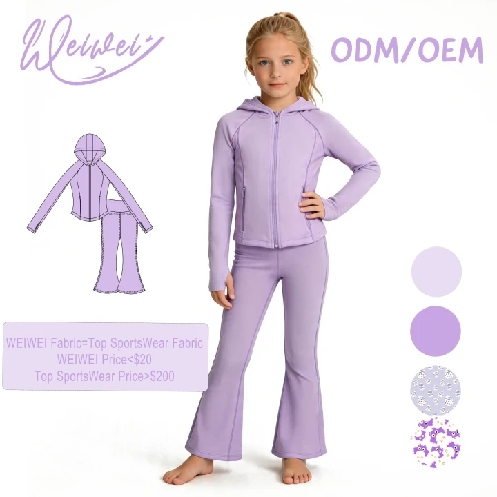 Weiwei CPC Certified Buttery Soft Girls Yoga Set Naked Feel Performance Kids Activewear with Pockets for Gym Dance Fitness Wear