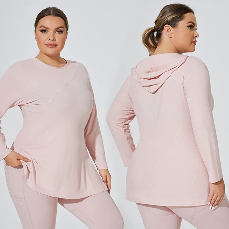 DTL-YY210 Solid Sports Tops Women Yoga Clothing Fitness Long Sleeve Casual Hooded Running T-shirt