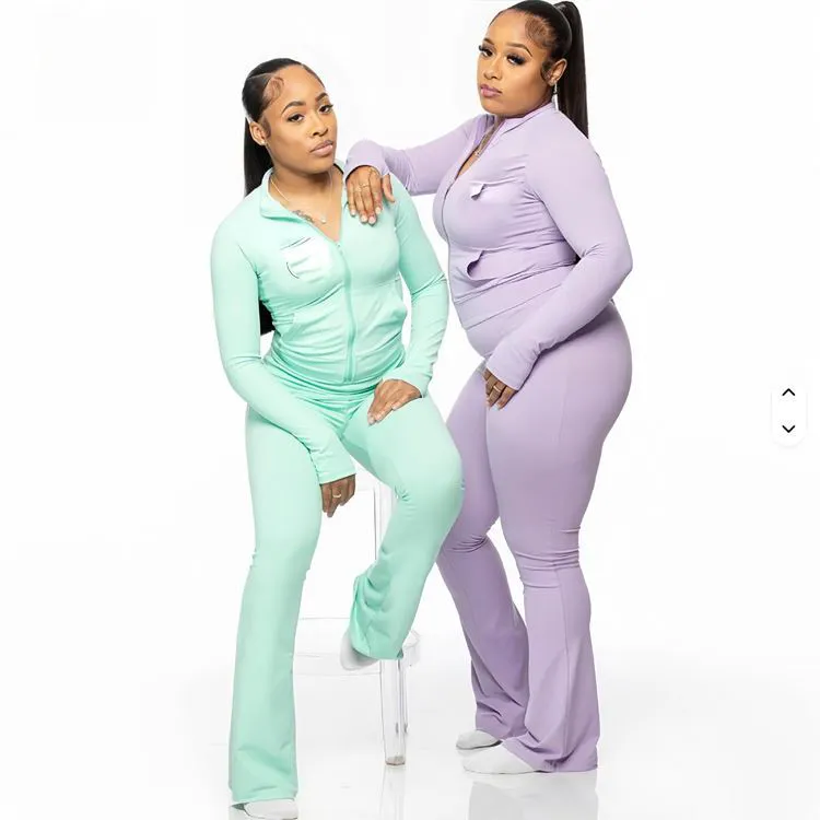2 Piece Yoga Set Zipper Slimming Hoodie Leggings Solid Gym Sports Seamless Women's Fitness Clothes Yoga Sets Manufacturer