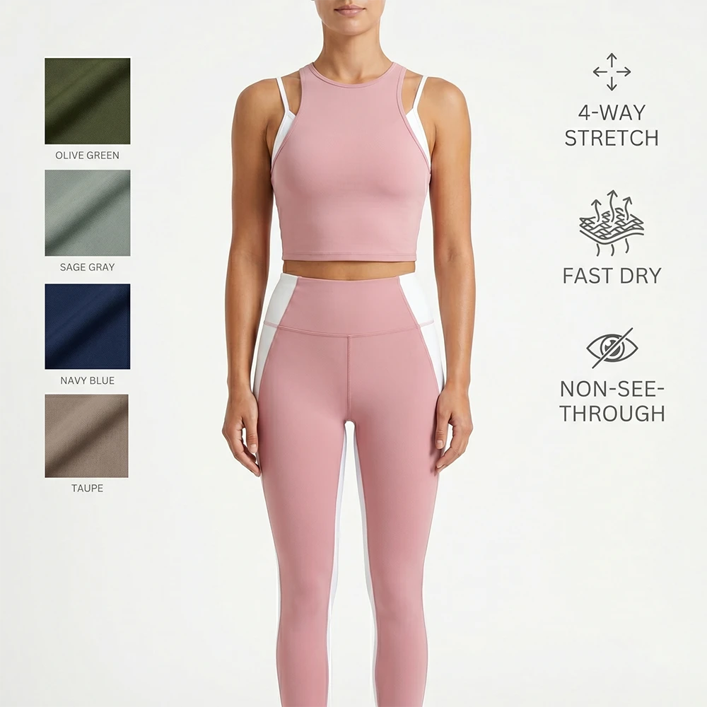 Custom 2-Piece Plus Size Yoga Set Women Crop Top Cross Back Sports Bra Solid Active Stretch Breathable Leggings Custom Logo Gym